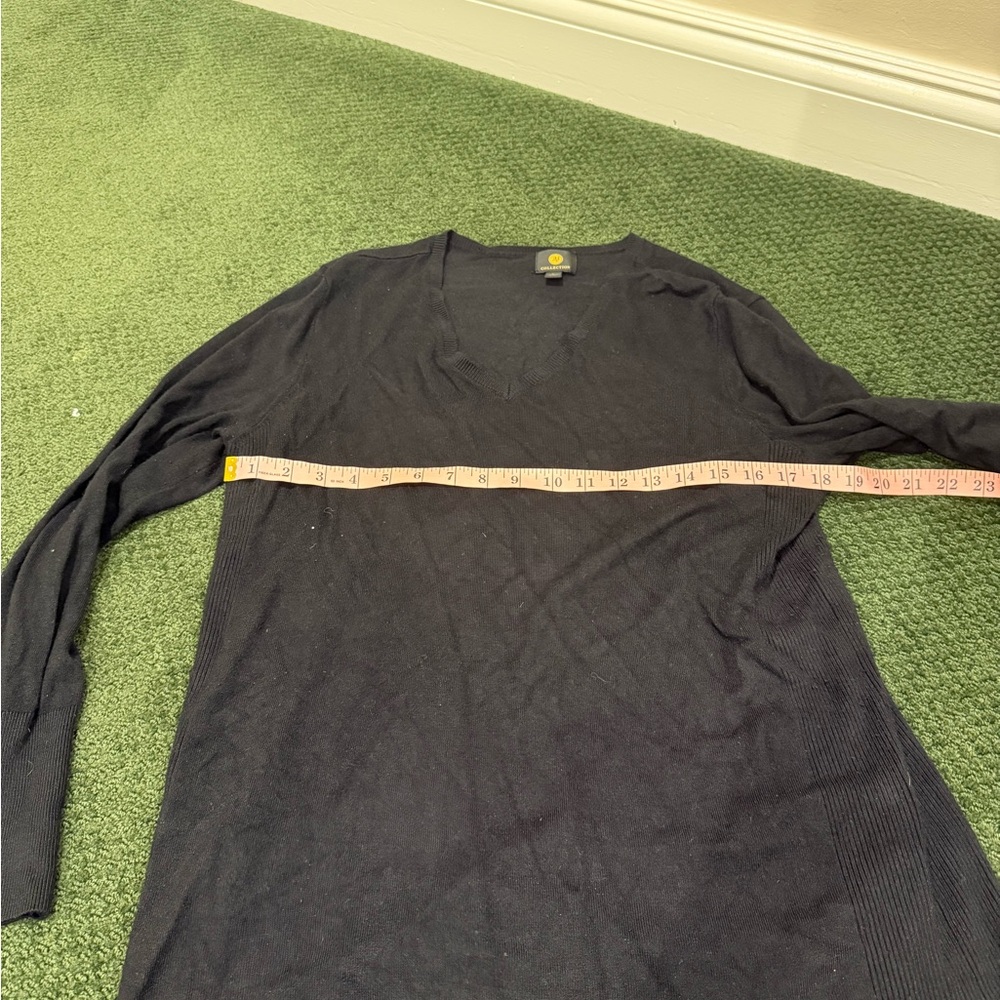 JM Collection Black Long Sleeve Tee sweater with silver studs on sleeve - Picture 8 of 14